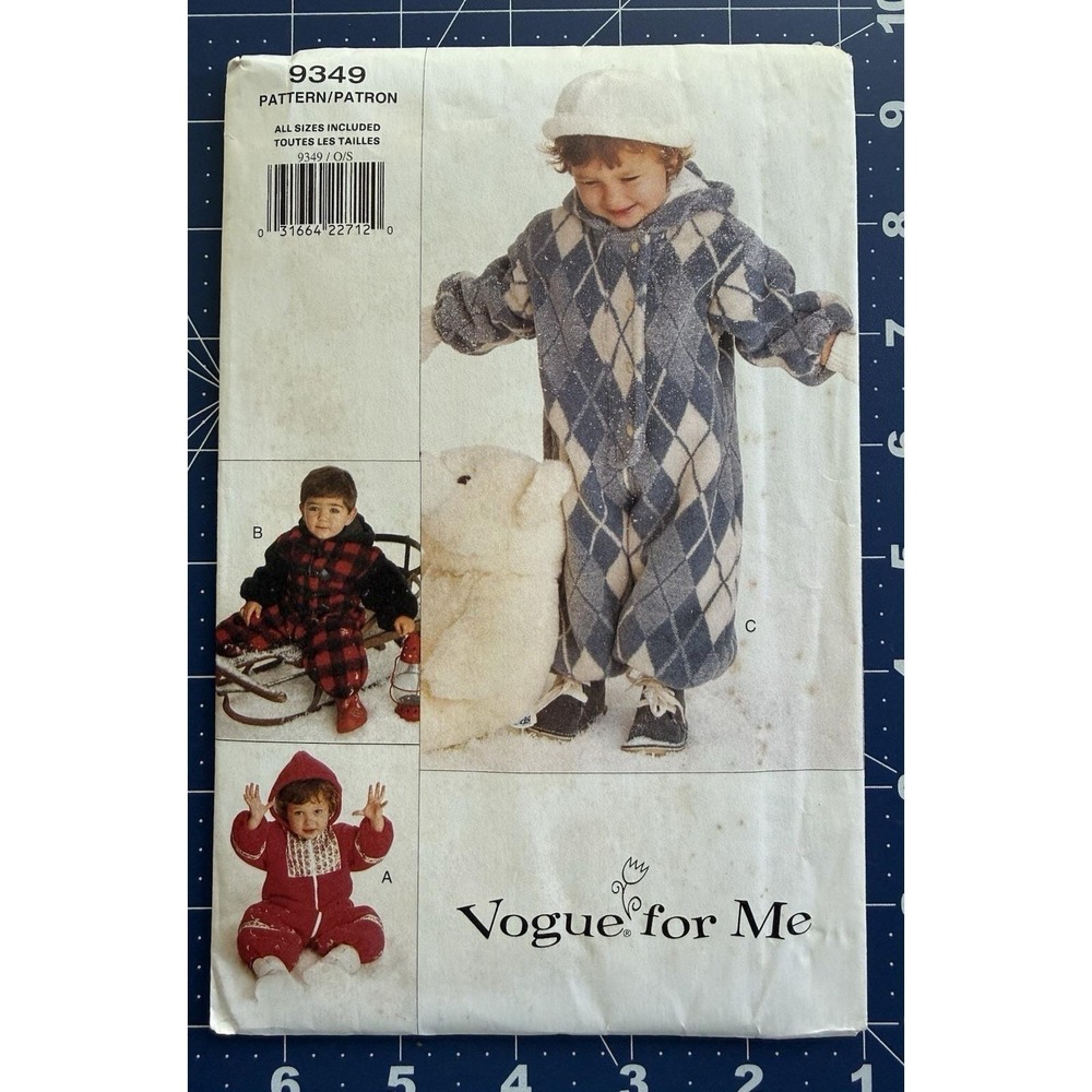 Vogue For Me Pattern 9349 Toddlers Loose-Fit Snowsuit Size 1-4 Uncut FF